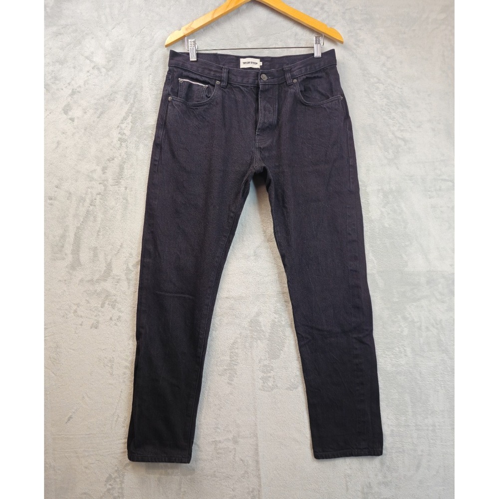 Taylor Stitch Jack in Rope Selvedge Denim Jeans Mens 33x30 Slim Black Button Fly